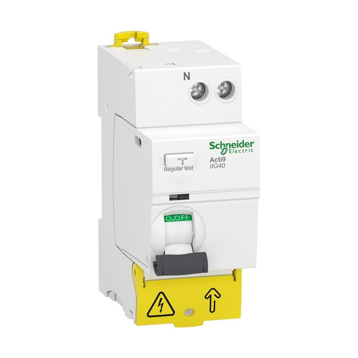 Schneider - Inter diff tête de groupe Acti9 iIG40 - 1P+N - 63A - 30mA - Type AC Réf : A9R67663