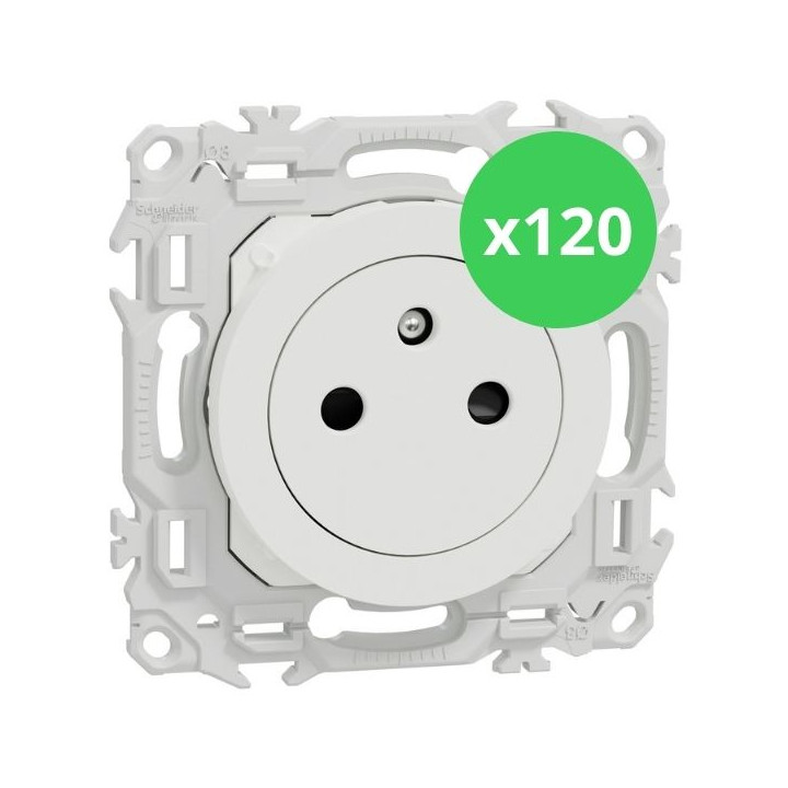 Schneider - Odace 2025 - LOT de 120 Prises de courant 2P+T affleurante - Blanc craie - Réf. : S920052 x 120