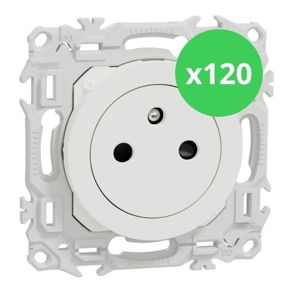 Schneider - Odace 2025 - LOT de 120 Prises de courant 2P+T affleurante - Blanc craie - Réf. : S920052 x 120
