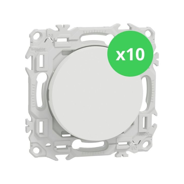 Schneider - Odace 2025 - LOT de 10 Va et Vient ou Poussoir - 10AX - Blanc craie - Réf : S920204 x 10