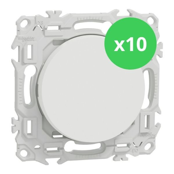 Schneider - Odace 2025 - LOT de 10 Va et Vient ou Poussoir - 10AX - Blanc craie - Réf : S920204 x 10