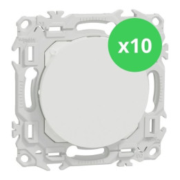 Schneider - Odace 2025 - LOT de 10 Obturateurs - Pré-perçage pour sortie de câble - Blanc craie - Réf : S920666 x 10