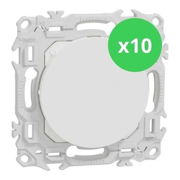 Schneider - Odace 2025 - LOT de 10 Obturateurs - Pré-perçage pour sortie de câble - Blanc craie - Réf : S920666 x 10