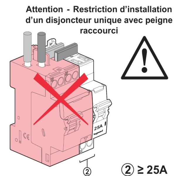 LEGRAND - Interrupteur différentiel - DX3 - 2P - 63A - 30mA - Type AC - Départ Haut Auto - Réf : 411650
