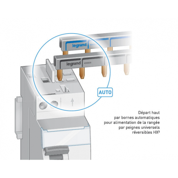 LEGRAND - Interrupteur différentiel - DX3 - 2P - 63A - 30mA - Type AC - Départ Haut Auto - Réf : 411650