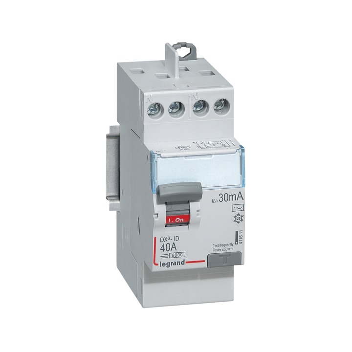 LEGRAND - Interrupteur différentiel - DX3 - 2P - 40A - 30mA - Type AC - Départ Haut à Vis - Réf : 411611