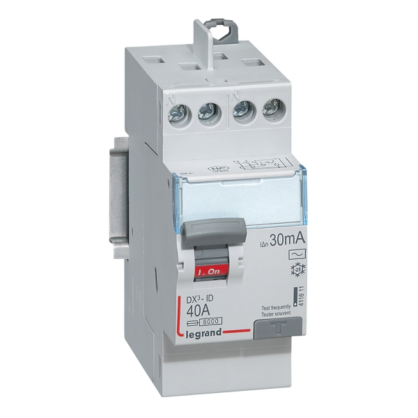 LEGRAND - Interrupteur différentiel - DX3 - 2P - 40A - 30mA - Type AC - Départ Haut à Vis - Réf : 411611