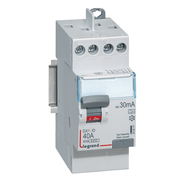 LEGRAND - Interrupteur différentiel - DX3 - 2P - 40A - 30mA - Type A - Départ Haut à Vis - Réf : 411617