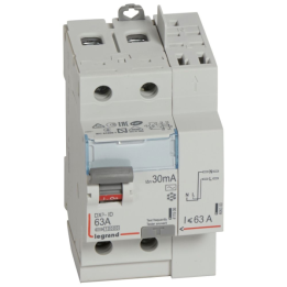 LEGRAND - Interrupteur différentiel - DX3 - 2P - 63A - 30mA - Type AC - Départ Bas à Vis - Réf : 411633
