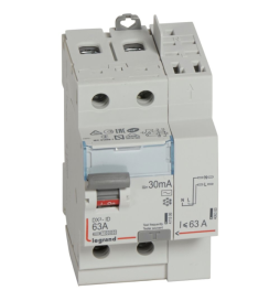 LEGRAND - Interrupteur différentiel - DX3 - 2P - 63A - 30mA - Type AC - Départ Bas à Vis - Réf : 411633