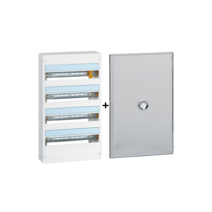 Legrand - DRIVIA  - Coffret 4 rangées - 18 modules + Porte - Ref. : 401224+401244