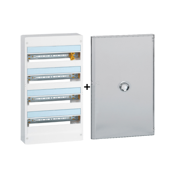 Legrand - DRIVIA  - Coffret 4 rangées - 18 modules + Porte - Ref. : 401224+401244