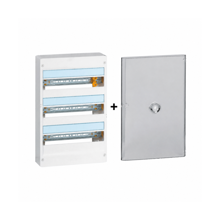 Legrand - DRIVIA - Coffret 3 rangées - 18 modules + Porte - Ref. : 401223+401243