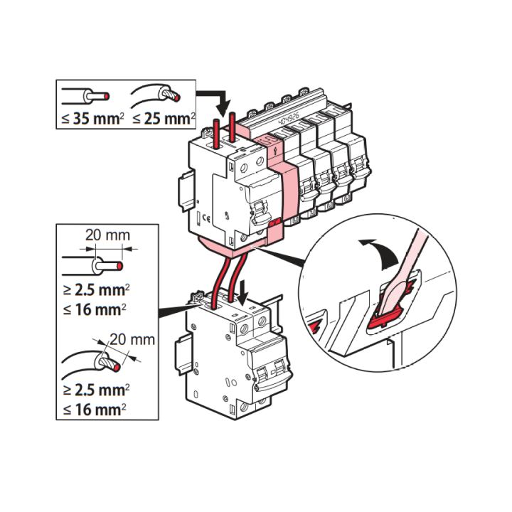LEGRAND - Interrupteur différentiel - DX3 - 2P - 63A - 30mA - Type A - Départ Haut Auto - Réf : 411639
