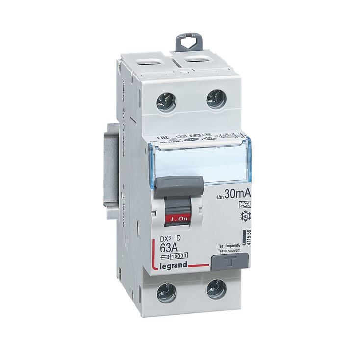 LEGRAND - Interrupteur différentiel - DX3 - 2P - 63A - 30mA - Type A - Départ Bas à Vis - Réf : 411556