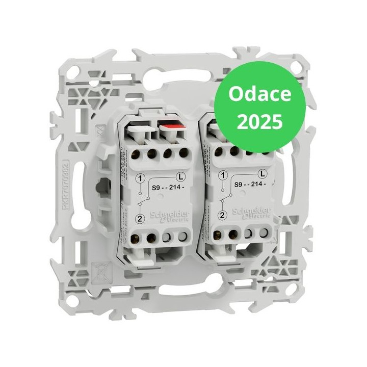Schneider - Odace 2025 - LOT de 10 Double va-et-vient ou poussoir - 10AX - Blanc craie - Réf : S920214 x 10
