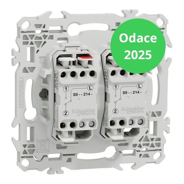 Schneider - Odace 2025 - LOT de 10 Double va-et-vient ou poussoir - 10AX - Blanc craie - Réf : S920214 x 10