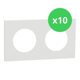 Schneider - Odace 2025 - LOT de 10 Plaques de finition 2 postes - Blanc craie - Réf : S920704 x 10