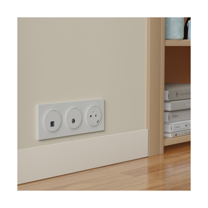 Schneider - Odace 2025 - LOT de 10 Prises RJ45 - Cat6 UTP grade 1 à 2 - Blanc craie - Réf : S920475 x 10