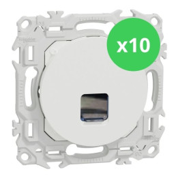 Schneider - Odace 2025 - LOT de 10 Prises RJ45 - Cat6 UTP grade 1 à 2 - Blanc craie - Réf : S920475 x 10