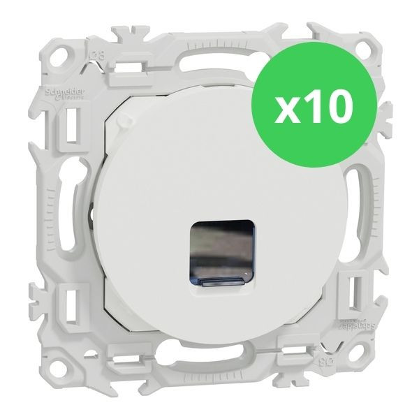 Schneider - Odace 2025 - LOT de 10 Prises RJ45 - Cat6 UTP grade 1 à 2 - Blanc craie - Réf : S920475 x 10