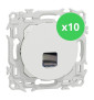 Schneider - Odace 2025 - LOT de 10 Prises RJ45 - Cat6 UTP grade 1 à 2 - Blanc craie - Réf : S920475 x 10