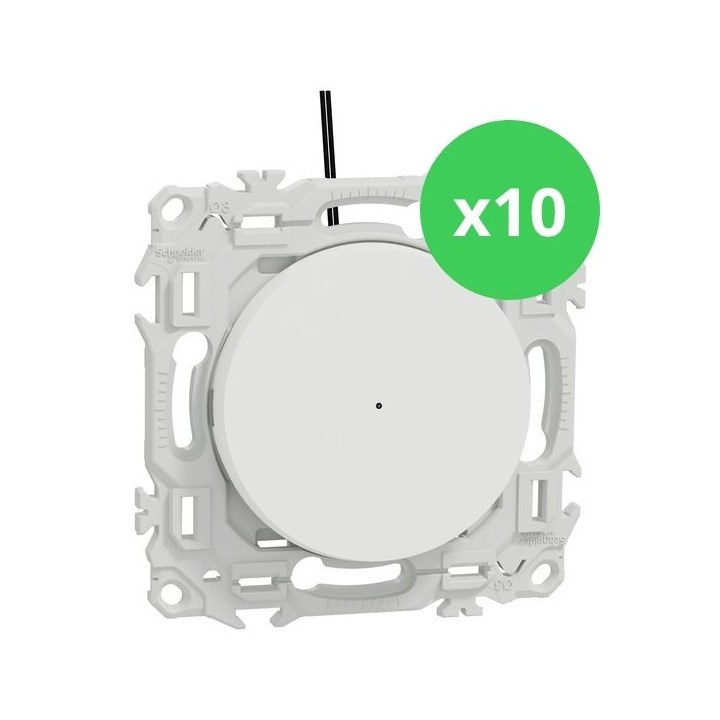 Schneider - Odace 2025 - LOT de 10 Va-et-vient ou poussoir lumineux/témoin LED verte 0,15mA - Blanc craie - Réf : S920263 x 10