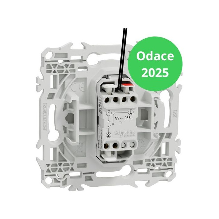 Schneider - Odace 2025 - LOT de 10 Va-et-vient ou poussoir lumineux/témoin LED verte 0,15mA - Blanc craie - Réf : S920263 x 10