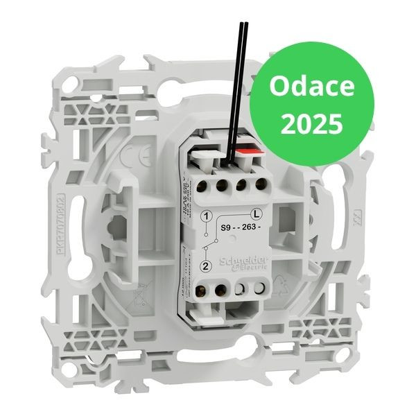 Schneider - Odace 2025 - LOT de 10 Va-et-vient ou poussoir lumineux/témoin LED verte 0,15mA - Blanc craie - Réf : S920263 x 10