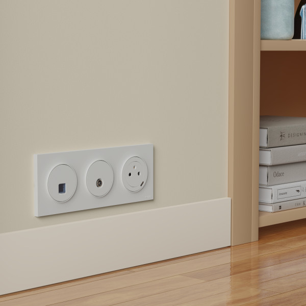 Schneider - Odace 2025 - LOT de 10 Prises RJ45 - Cat6 STP grade 2TV min à grade 3TV - Blanc craie - Réf : S920476 x 10