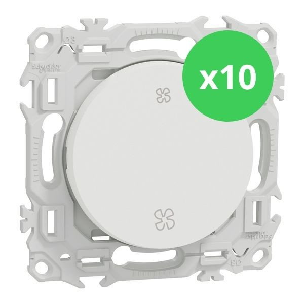 Schneider - Odace 2025 - LOT de 10 Interrupteurs ou poussoirs VMC 2 vitesses - 10AX - Blanc craie - Réf : S920233 x 10