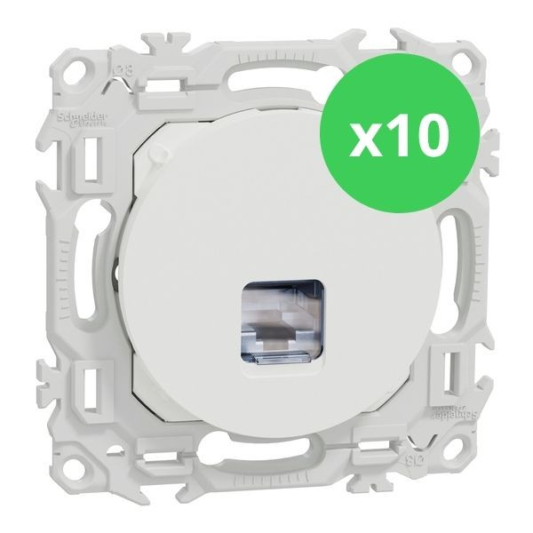 Schneider - Odace 2025 - LOT de 10 Prises RJ45 - Cat6 STP grade 2TV min à grade 3TV - Blanc craie - Réf : S920476 x 10