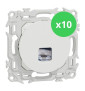 Schneider - Odace 2025 - LOT de 10 Prises RJ45 - Cat6 STP grade 2TV min à grade 3TV - Blanc craie - Réf : S920476 x 10