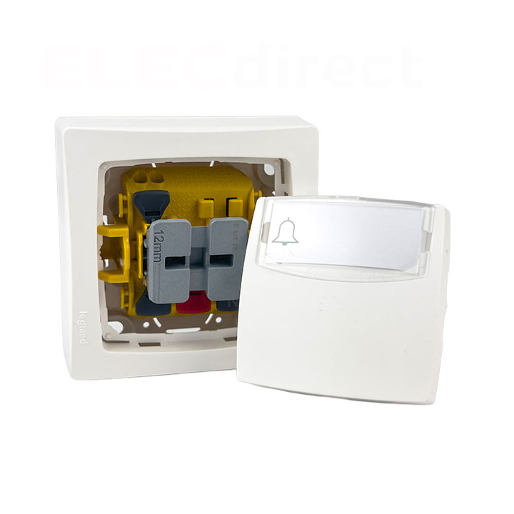 Legrand - Oteo - Poussoir porte étiquette 6A 230V - Blanc - Ref : 086009L