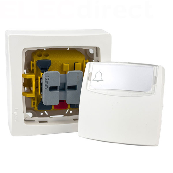 Legrand - Oteo - Poussoir porte étiquette 6A 230V - Blanc - Ref : 086009L