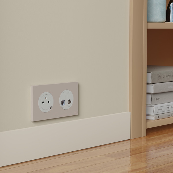 Schneider - Odace 2025 - LOT de 10 Prises mixte RJ45 Cat.6 STP + TV - Blanc craie - Réf : S920141 x 10