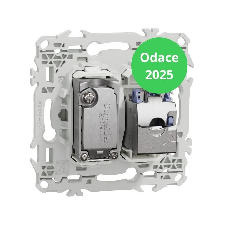 Schneider - Odace 2025 - LOT de 10 Prises mixte RJ45 Cat.6 STP + TV - Blanc craie - Réf : S920141 x 10