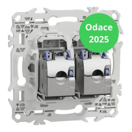 Schneider - Odace 2025 - LOT de 10 Prises double RJ45 - Cat6 STP grade 2TV min à grade 3TV - Blanc craie - Réf : S920486 x 10