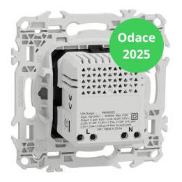 Schneider - Odace 2025 - LOT de 10 Chargeurs double USB type C+C - 21W Power Delivery - Blanc craie - Réf : S920401 x 10