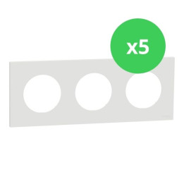 Schneider - Odace 2025 - LOT de 5 Plaques de finition 3 postes - Blanc craie - Réf : S920706 x 5