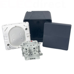Schneider - Mureva Styl - Va et vient - Saillie - IP55/IK08 - Connexion auto - Gris - Ref : MUR35021