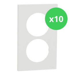 Schneider - Odace 2025 - LOT 10 de Plaques de finition 2 postes entraxe spécifique 57mm - Blanc craie - Réf : S920714 x 10