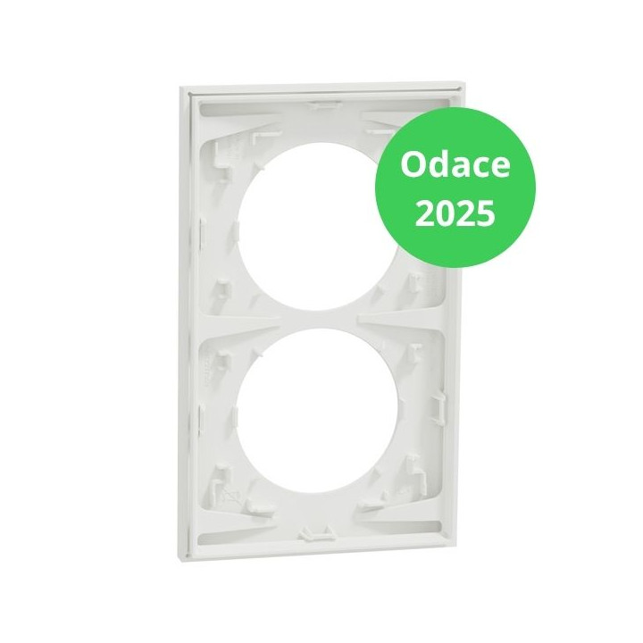 Schneider - Odace 2025 - LOT 10 de Plaques de finition 2 postes entraxe spécifique 57mm - Blanc craie - Réf : S920714 x 10