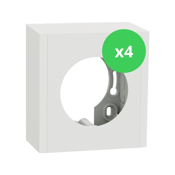 Schneider - Odace 2025 - LOT de 4 Boîtes pour montage en saillie - 1 poste - Blanc craie - Réf : S920762 x 4