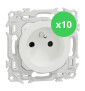Schneider - Odace 2025 - LOT de 10 Prises rénovation 2P+T à puits - 4 bornes auto par pôle - Blanc craie - Réf : S920049 x 10