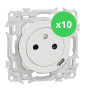 Schneider - Odace 2025 - LOT de 10 Prises 2P+T affleurante + chargeur USB-C 18W - Blanc craie - Réf : S920042 x 10