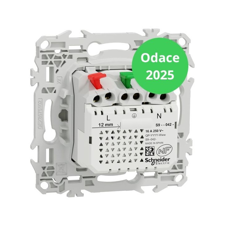 Schneider - Odace 2025 - LOT de 10 Prises 2P+T affleurante + chargeur USB-C 18W - Blanc craie - Réf : S920042 x 10