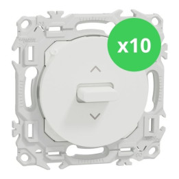 Schneider - Odace 2025 - LOT de 10 Interrupteurs ou poussoir 3 positions à levier - Blanc craie - Réf : S920208 x 10