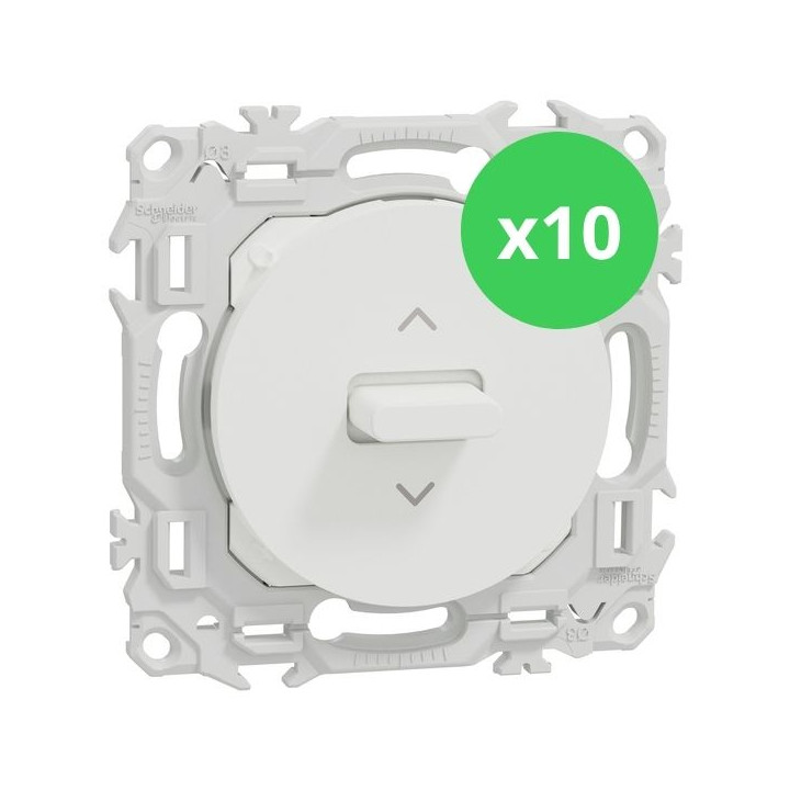 Schneider - Odace 2025 - LOT de 10 Interrupteurs ou poussoir 3 positions à levier - Blanc craie - Réf : S920208 x 10