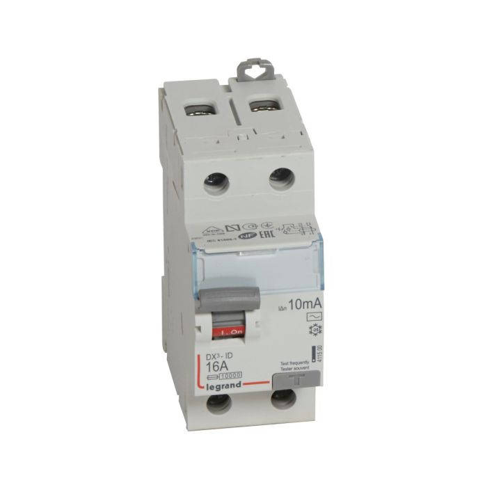 LEGRAND - Interrupteur différentiel - DX3 - 2P - 16A - 10mA - Type AC - Départ Bas à Vis - Réf : 411500